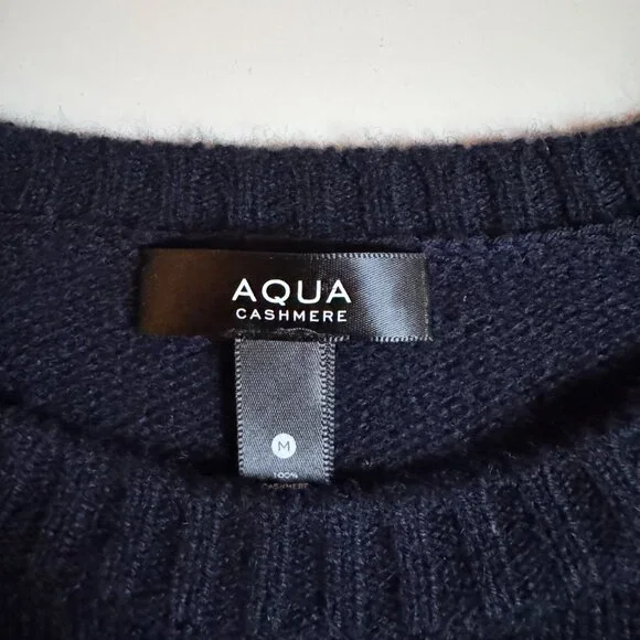 AQUA Cashmere Fringe Sweater – Navy – Size M - Picture 8 of 9